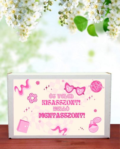 Lánybúcsú feliratos ajándék doboz -lánybúcsú ajándék ötlet a résztvevőknek, vendégeknek!